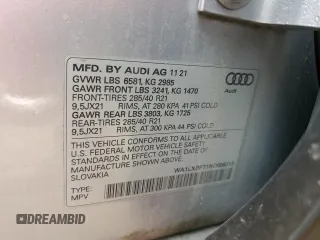 2022 Audi Q7 Premium Plus with VIN WA1LXBF71ND006313, listed as a Copart auction lot 58564665 with 35,938 mi miles and Salvage title. Bid and sale history available at DreamBid. Image 14.