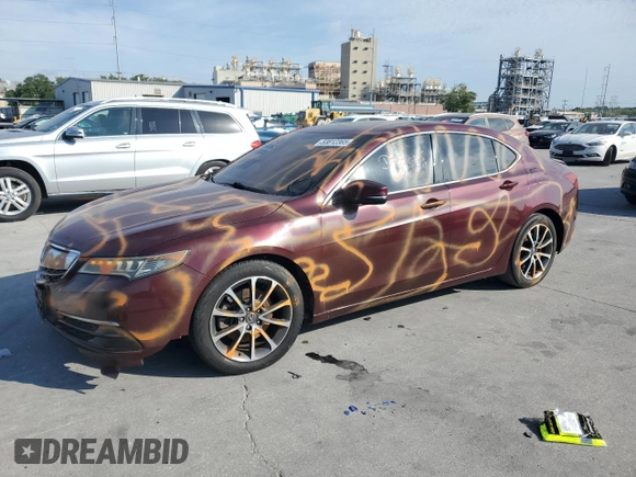 2015 Acura TLX V6 Tech with VIN 19UUB2F50FA022143, listed as a Copart auction lot 53812365 with 162,764 mi miles and Salvage Title. Bid and sale history available at carsss.com. Image 1.