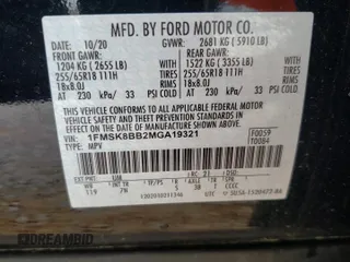 2021 Ford Explorer with VIN 1FMSK8BB2MGA19321, listed as a Copart auction lot 46661495 with 30,861 mi miles and Non Repairable. Bid and sale history available at carsss.com. Image 14.