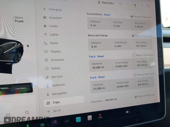 2019 Tesla Model 3 Mid Range with VIN 5YJ3E1EA2KF305834, listed as a IAAI auction lot 41719610 with 126,333 mi miles and . Bid and sale history available at DreamBid. Image 17.