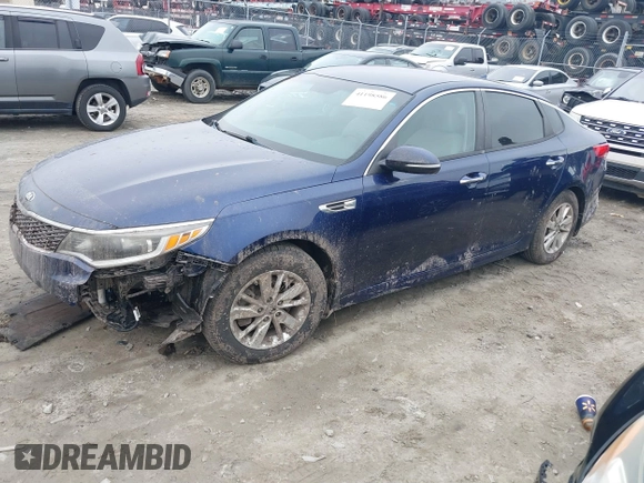 2018 Kia Optima LX with VIN 5XXGT4L33JG211888, listed as a IAAI auction lot 41198586 with 130,000 mi miles. Bid and sale history available at carsss.com. Image 2.