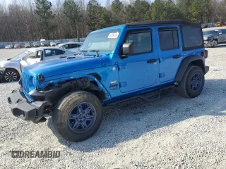 2021 Jeep Wrangler Unlimited Sport S with VIN 1C4HJXDN3MW738862, listed as a Copart auction lot 46258485 with 34,499 mi miles and Salvage Title. Bid and sale history available at carsss.com. Image 1.