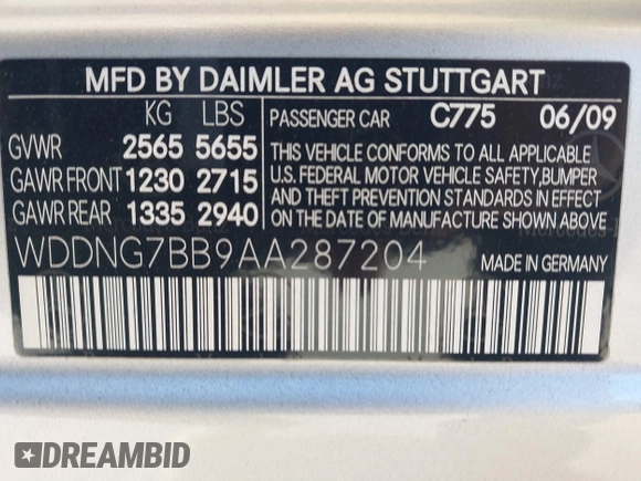 2010 Mercedes-Benz S 550 with VIN WDDNG7BB9AA287204, listed as a IAAI auction lot 41938723 with 120,576 mi miles and . Bid and sale history available at DreamBid. Image 9.