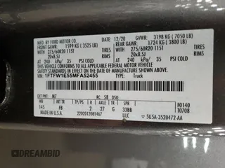 2021 Ford F-150 XL with VIN 1FTFW1E55MFA52455, listed as a Copart auction lot 57447905 with 93,373 mi miles and Salvage title. Bid and sale history available at DreamBid. Image 13.