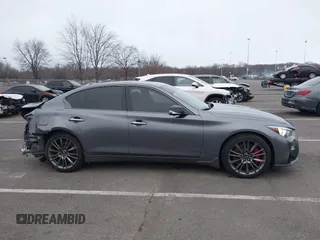 2021 Infiniti Q50 Red Sport 400 with VIN JN1FV7DR9MM880162, listed as a IAAI auction lot 41244912 with 44,943 mi miles and . Bid and sale history available at DreamBid. Image 13.