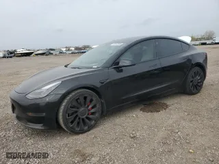 2022 Tesla Model 3 Performance with VIN 5YJ3E1ECXNF179745, listed as a Copart auction lot 48193345 with NaN miles and Salvage Title. Bid and sale history available at carsss.com. Image 1.