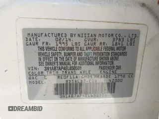 2014 Nissan Sentra SV with VIN 3N1AB7AP4EL650501, listed as a IAAI auction lot 42338291 with 162,100 mi miles and . Bid and sale history available at DreamBid. Image 9.