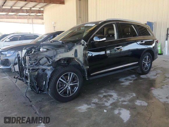 2019 Infiniti QX60 Luxe z VIN 5N1DL0MM7KC521610, wystawiony jako Copart lot #48518765 z przebiegiem 54 561 mil mil oraz Szkody całkowita. Historia ofert i sprzedaży dostępna na DreamBid. Obrazek 1.