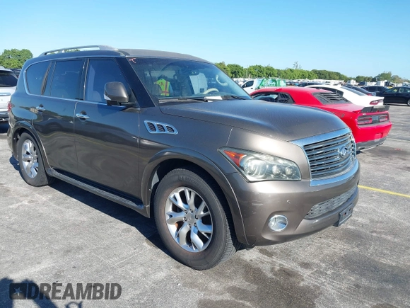 2011 Infiniti QX56 7-passenger with VIN JN8AZ2NE8B9000843, listed as a IAAI auction lot 41836248 with 191,985 mi miles and . Bid and sale history available at DreamBid. Image 1.