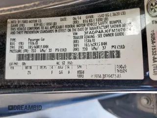 2015 Ford Fiesta S with VIN 3FADP4AJ6FM107674, listed as a Copart auction lot 58808575 with 98,878 mi miles and Salvage title. Bid and sale history available at DreamBid. Image 12.
