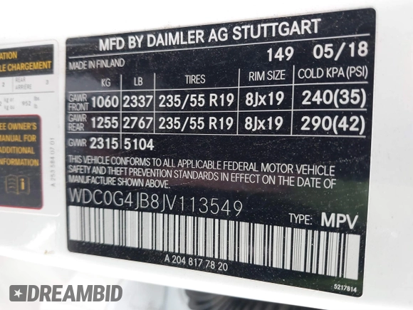 2018 Mercedes-Benz GLC 300 z VIN WDC0G4JB8JV113549, wystawiony jako IAAI lot #41801237 z przebiegiem Nie podano mil oraz . Historia ofert i sprzedaży dostępna na DreamBid. Obrazek 9.