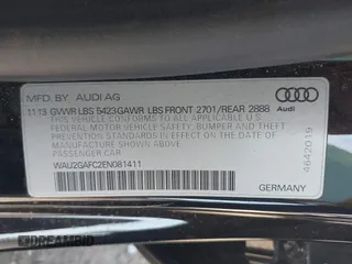 2014 Audi A7 Prestige with VIN WAU2GAFC2EN081411, listed as a IAAI auction lot 41993803 with 66,008 mi miles and . Bid and sale history available at DreamBid. Image 9.