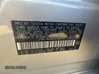 2007 Lexus ES 330 with VIN JTHBJ46G872128159, listed as a Copart auction lot 78905184 with 225,302 mi miles and Clean Title. Bid and sale history available at DreamBid. Image 10.