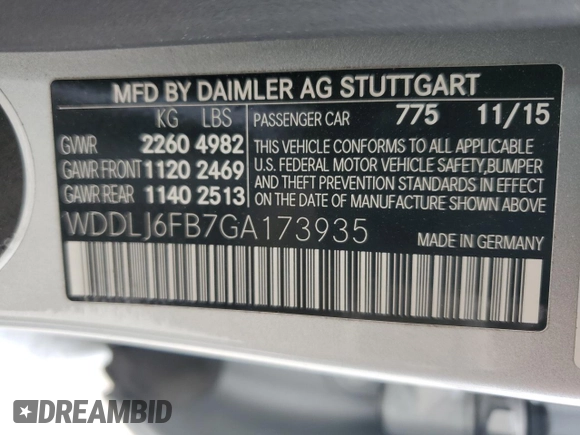 2016 Mercedes-Benz CLS with VIN WDDLJ6FB7GA173935, listed as a Copart auction lot 46526564 with 70,628 mi miles and Salvage Title. Bid and sale history available at carsss.com. Image 12.
