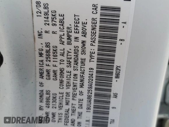 2009 Acura TL z VIN 19UUA86259A020419, wystawiony jako Copart lot #58729675 z przebiegiem 213 697 mil mil oraz Szkoda całkowita • Salvage title. Historia ofert i sprzedaży dostępna na DreamBid. Obrazek 13.