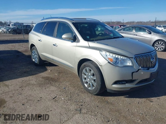 2014 Buick Enclave Leather with VIN 5GAKRBKD6EJ329850, listed as a IAAI auction lot 41851778 with 141,683 mi miles and . Bid and sale history available at DreamBid. Image 1.