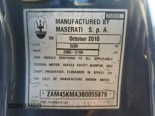 2011 Maserati GranTurismo Convertible with VIN ZAM45KMA3B0055879, listed as a Copart auction lot 44449125 with 65,971 mi miles and Clean Title. Bid and sale history available at carsss.com. Image 12.