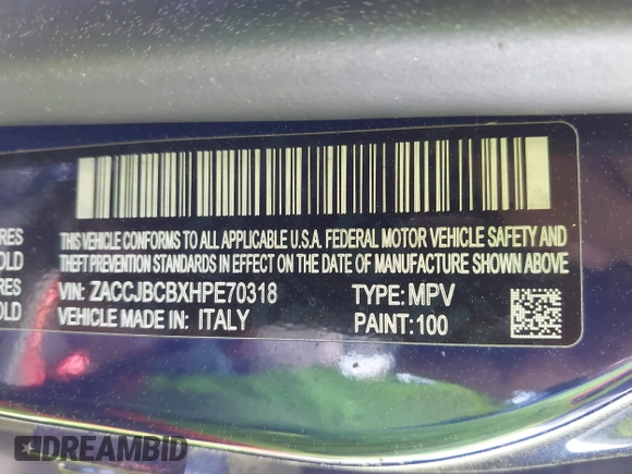 2017 Jeep Renegade Deserthawk z VIN ZACCJBCBXHPE70318, wystawiony jako IAAI lot #41922391 z przebiegiem Nie podano mil oraz . Historia ofert i sprzedaży dostępna na DreamBid. Obrazek 9.