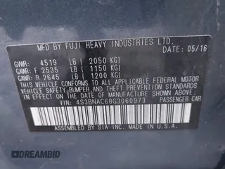 2016 Subaru Legacy 2.5i Premium with VIN 4S3BNAC68G3060973, listed as a IAAI auction lot 41199136 with 71,433 mi miles. Bid and sale history available at carsss.com. Image 9.