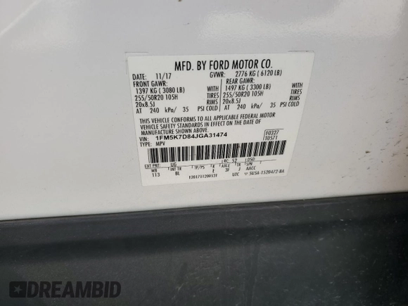 2018 Ford Explorer XLT с VIN 1FM5K7D84JGA31474, выставлен на аукционе Copart как лот 61496645 с пробегом 167 559 миль миль и Списание • Salvage title. История ставок и продаж доступна на DreamBid. Изображение 13.