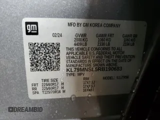 2024 Chevrolet TrailBlazer LS with VIN KL79MNSL5RB190683, listed as a Copart auction lot 82600314 with 4,148 mi miles and Salvage Title. Bid and sale history available at DreamBid. Image 13.