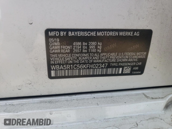 2019 BMW 3 Series 330i with VIN WBA5R1C56KFH02347, listed as a Copart auction lot 83674694 with 83,528 mi miles and Salvage Title. Bid and sale history available at carsss.com. Image 15.