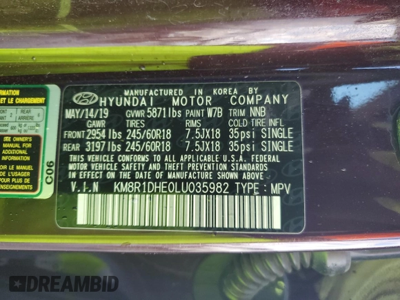 2020 Hyundai Palisade SE with VIN KM8R1DHE0LU035982, listed as a Copart auction lot 80505644 with 71,265 mi miles and Salvage title. Bid and sale history available at DreamBid. Image 16.