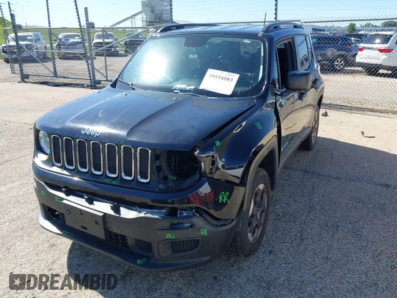 2017 Jeep Renegade Sport with VIN ZACCJBAB3HPF99343, listed as a IAAI auction lot 39594083 with 85,446 mi miles and . Bid and sale history available at carsss.com. Image 2.