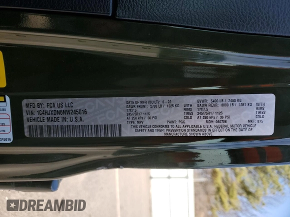 2022 Jeep Wrangler Unlimited Willys with VIN 1C4HJXDN6NW245016, listed as a Copart auction lot 51582925 with 3,029 mi miles and Salvage title. Bid and sale history available at DreamBid. Image 14.