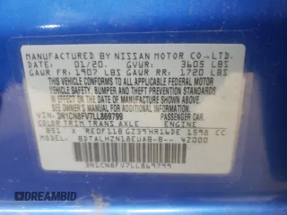2020 Nissan Versa SR with VIN 3N1CN8FV7LL869799, listed as a Copart auction lot 88664315 with 32,038 mi miles and Salvage Title. Bid and sale history available at DreamBid. Image 14.