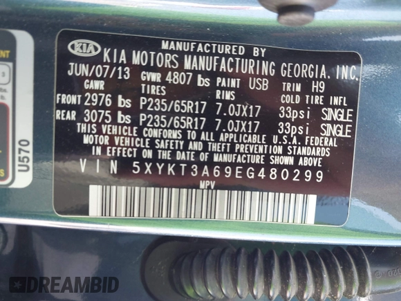 2014 Kia Sorento LX с VIN 5XYKT3A69EG480299, выставлен на аукционе IAAI как лот 42331602 с пробегом 180 580 миль миль и . История ставок и продаж доступна на DreamBid. Изображение 9.