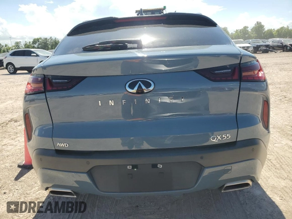 2022 Infiniti QX55 Sensory with VIN 3PCAJ5L38NF104572, listed as a Copart auction lot 60734894 with 23,736 mi miles and Salvage title. Bid and sale history available at DreamBid. Image 6.
