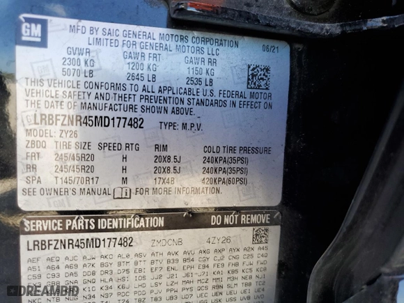 2021 Buick Envision Essence with VIN LRBFZNR45MD177482, listed as a Copart auction lot 49008564 with 35,741 mi miles and Salvage Title. Bid and sale history available at carsss.com. Image 14.