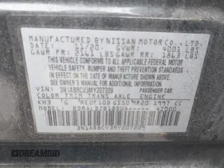 2021 Nissan Sentra SV with VIN 3N1AB8CV3MY207209, listed as a IAAI auction lot 41805912 with 69,862 mi miles and . Bid and sale history available at DreamBid. Image 9.