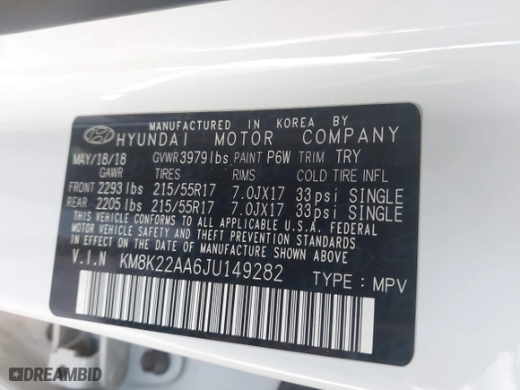 2018 Hyundai Kona SEL with VIN KM8K22AA6JU149282, listed as a IAAI auction lot 42071996 with 77,440 mi miles. Bid and sale history available at carsss.com. Image 9.