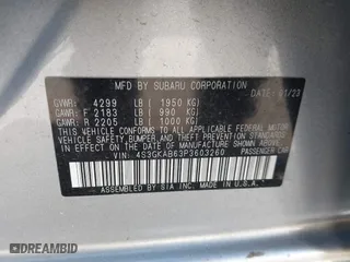 2023 Subaru Impreza with VIN 4S3GKAB63P3603260, listed as a IAAI auction lot 40991412 with 7,457 mi miles. Bid and sale history available at carsss.com. Image 9.