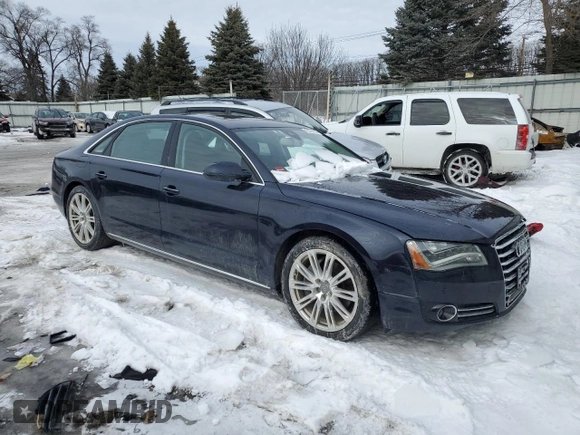 2014 Audi A8 3.0T with VIN WAURGAFD9EN002114, listed as a Copart auction lot 45370105 with 93,753 mi miles and Salvage title. Bid and sale history available at DreamBid. Image 4.