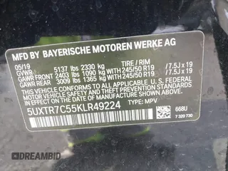 2019 BMW X3 sDrive30i z VIN 5UXTR7C55KLR49224, wystawiony jako IAAI lot #41570006 z przebiegiem 41 687 mil mil oraz . Historia ofert i sprzedaży dostępna na DreamBid. Obrazek 9.