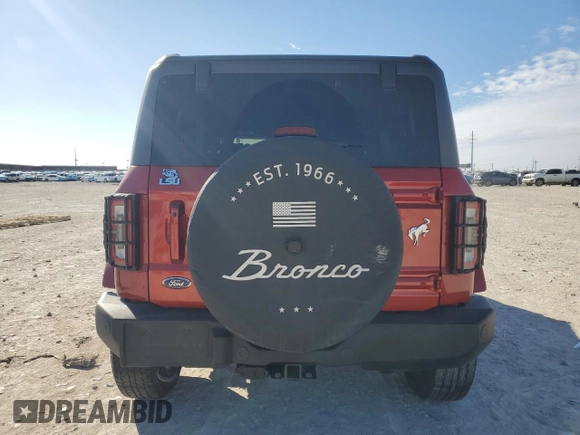 2023 Ford Bronco with VIN 1FMEE5BP2PLB61761, listed as a Copart auction lot 46178755 with 17,180 mi miles and Salvage Title. Bid and sale history available at DreamBid. Image 6.
