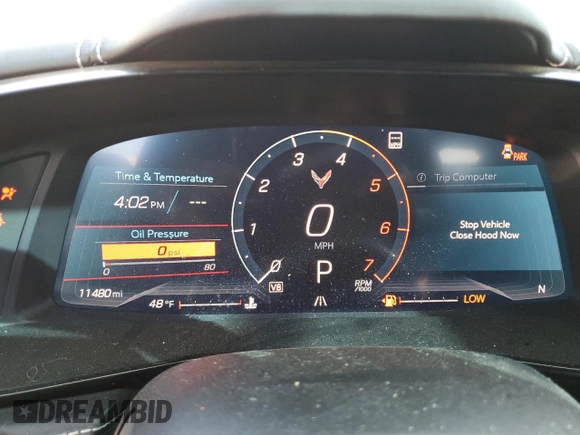 2021 Chevrolet Corvette 2LT with VIN 1G1YB2D46M5117525, listed as a Copart auction lot 65410514 with 11,480 mi miles and Salvage Title. Bid and sale history available at carsss.com. Image 9.