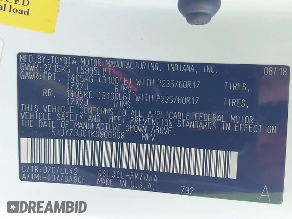 2019 Toyota Sienna XLE Auto Access Seat с VIN 5TDYZ3DC1KS966808, выставлен на аукционе IAAI как лот 41651448 с пробегом 53 790 миль миль и . История ставок и продаж доступна на DreamBid. Изображение 9.