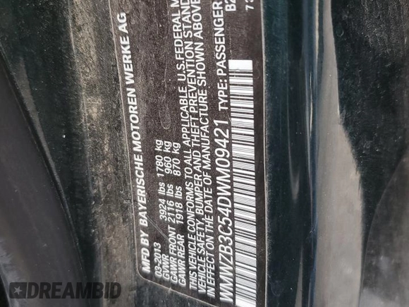 2013 MINI Countryman with VIN WMWZB3C54DWM09421, listed as a Copart auction lot 85136324 with 110,615 mi miles and Salvage title. Bid and sale history available at DreamBid. Image 13.