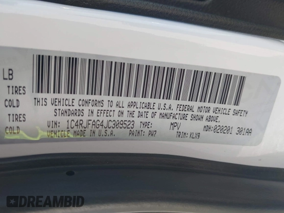 2018 Jeep Grand Cherokee Altitude with VIN 1C4RJFAG4JC309523, listed as a IAAI auction lot 42159534 with 86,682 mi miles and . Bid and sale history available at DreamBid. Image 9.