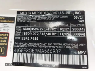 2021 Mercedes-Benz GLS 580 with VIN 4JGFF8GE9MA566937, listed as a IAAI auction lot 41823174 with 61,404 mi miles and . Bid and sale history available at DreamBid. Image 9.