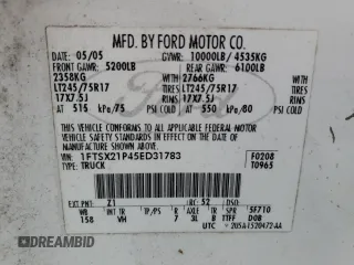 2005 Ford F-250 XL with VIN 1FTSX21P45ED31783, listed as a Copart auction lot 57981395 with 174,726 mi miles and Clean title. Bid and sale history available at DreamBid. Image 12.