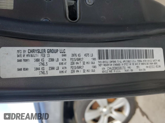 2013 Jeep Compass Latitude with VIN 1C4NJDEB0DD261731, listed as a Copart auction lot 48151495 with 189,985 mi miles and Clean Title. Bid and sale history available at carsss.com. Image 13.