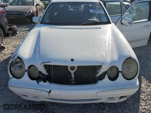 2002 Mercedes-Benz E-Class with VIN WDBJF65J02B473555, listed as a Copart auction lot 75505714 with 0 mi miles and Salvage Title. Bid and sale history available at carsss.com. Image 11.