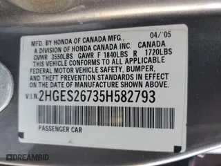 2005 Honda Civic Sdn EX with VIN 2HGES26735H582793, listed as a Copart auction lot 46949125 with 312,604 mi miles and Salvage Title. Bid and sale history available at carsss.com. Image 12.