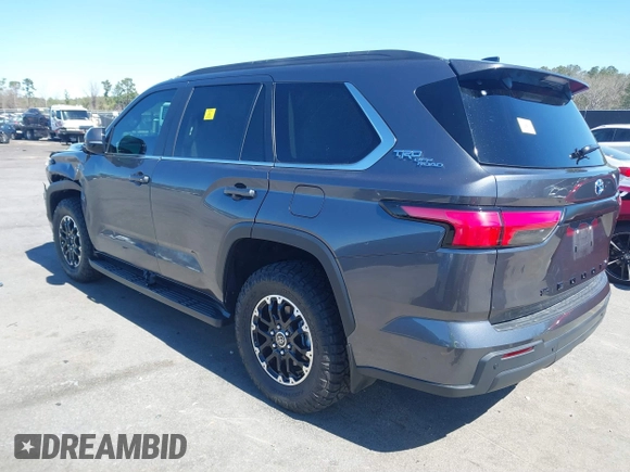 2024 Toyota Sequoia SR5 with VIN 7SVAAABA8RX047798, listed as a IAAI auction lot 41812410 with 7,411 mi miles. Bid and sale history available at carsss.com. Image 3.