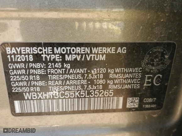 2019 BMW X1 xDrive28i with VIN WBXHT3C55K5L35265, listed as a Copart auction lot 45974295 with 84,541 mi miles and Salvage Title. Bid and sale history available at carsss.com. Image 13.